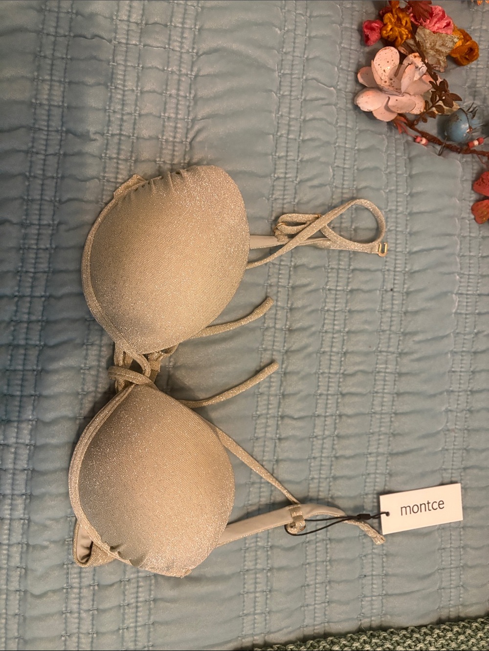Montce Shimmery Champagne Push-Up Bikini Top